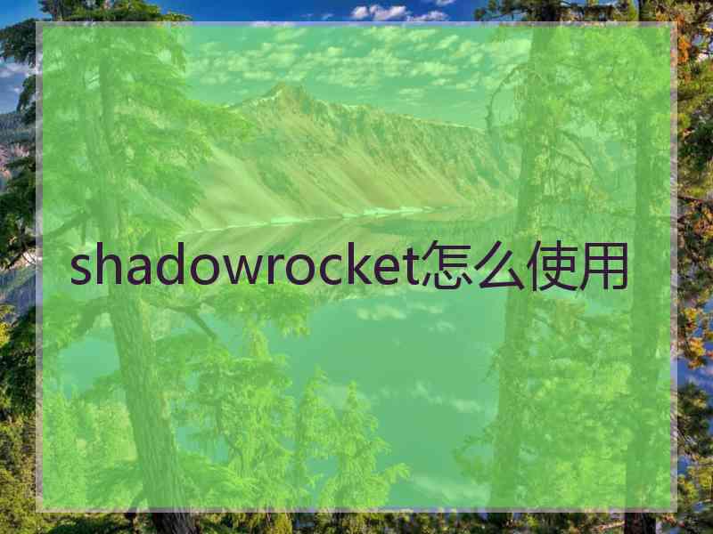 shadowrocket怎么使用