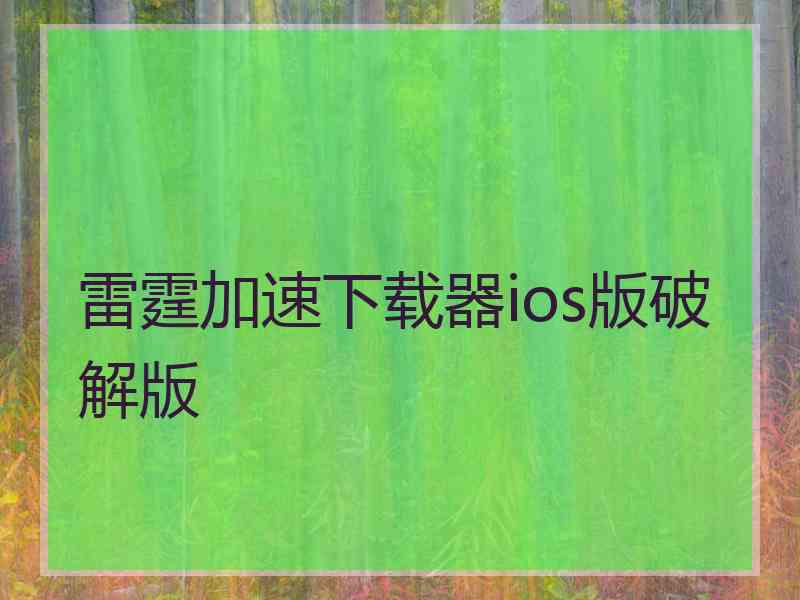 雷霆加速下载器ios版破解版